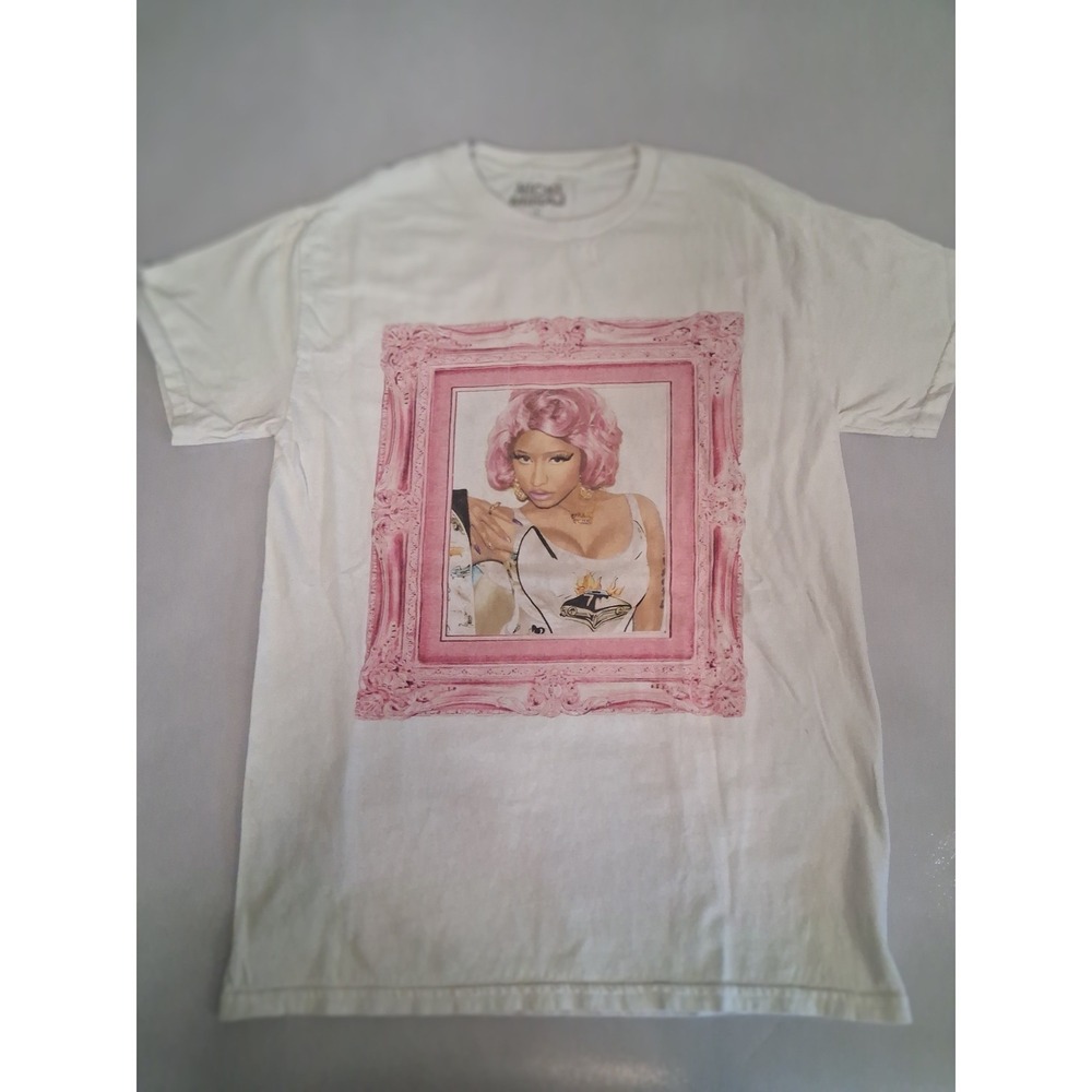 Nicki Minaj Graphic T-Shirt White Pink Framed Portrait Tour Merch Small